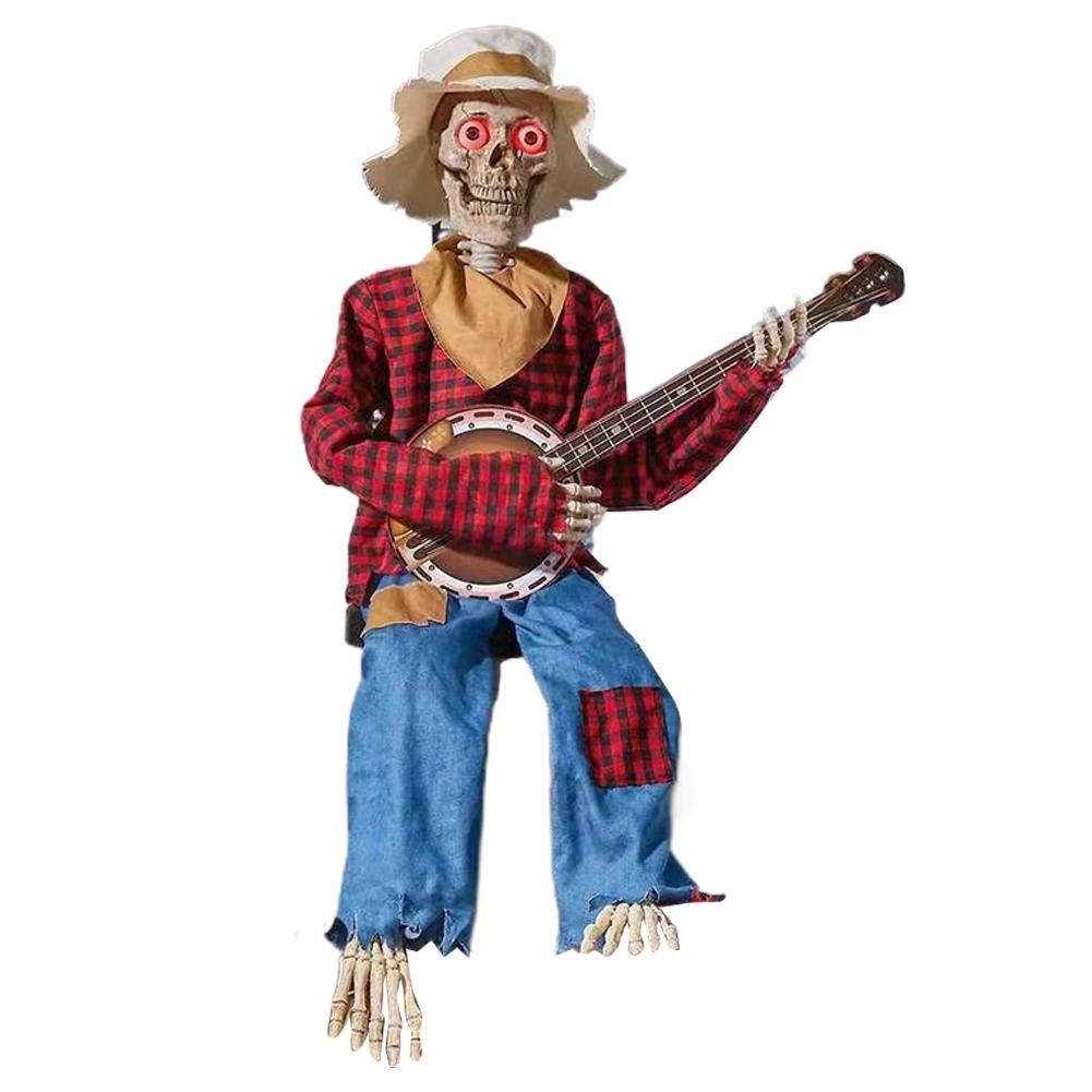 2025 Halloween Esqueletos Banjo Duelo Calavera Vaquero Cantante Calavera Estatua de Guitarra Adorno de Escritorio Decoraciones de Halloween