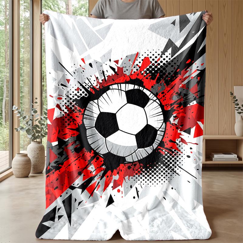 Soccer Ball Splash Art 2 Theme Blanket Lightweight Warm Flannel Blanket Decorative Throw Blanket for Home Decoration