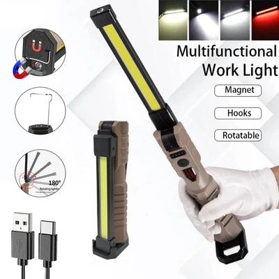 COB Portable Fold Flashlight Type-c Rechargeable Rotatable Lantern Magnetic LED Work Lights for Car Repair Home Garage Emergency