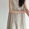 Korean Chic Sleeveless Pumpkin Cotton Linen Dress