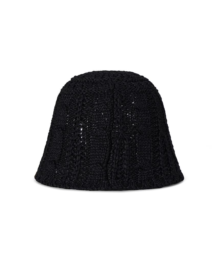 Bajal Vz Label Cable Knit Bucket Hat Black