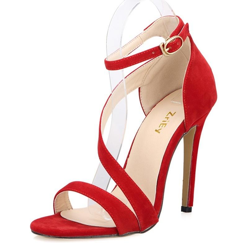 Women 's Fashion Summer Sexy Wrap Around High Heel Velvet Shoes Sandals Women Wedding Shoes