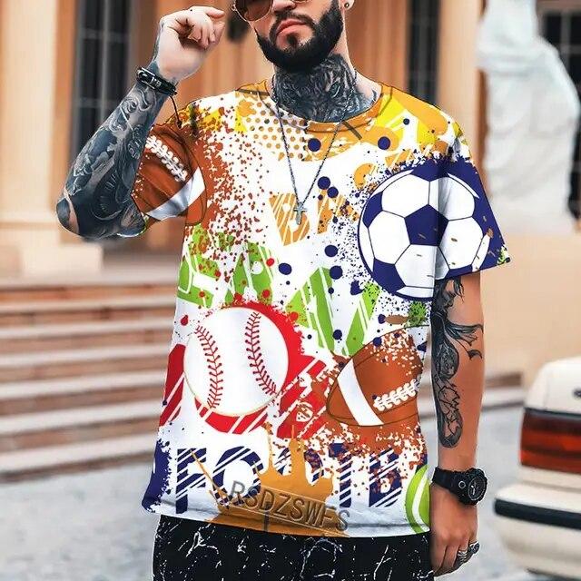 Summer Men T-Shirt Football World Cup Cool 3D Printing Round Neck T-shirt High Quality S-6XL