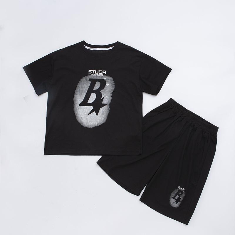 Summer Boys Alphabet T-Shirt Tops+Shorts Pant Student Workout Sets School Kids 2 PCS Tracksuit Children Jogging Outfits
