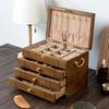 Exquisite Vintage Solid Wood Jewelry Box with Lock for Necklaces, Earrings, and Rings