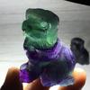 Unique Natural Colourful Fluorite Quartz Crystal Dog Hand-carved Healing Home Decor Piece