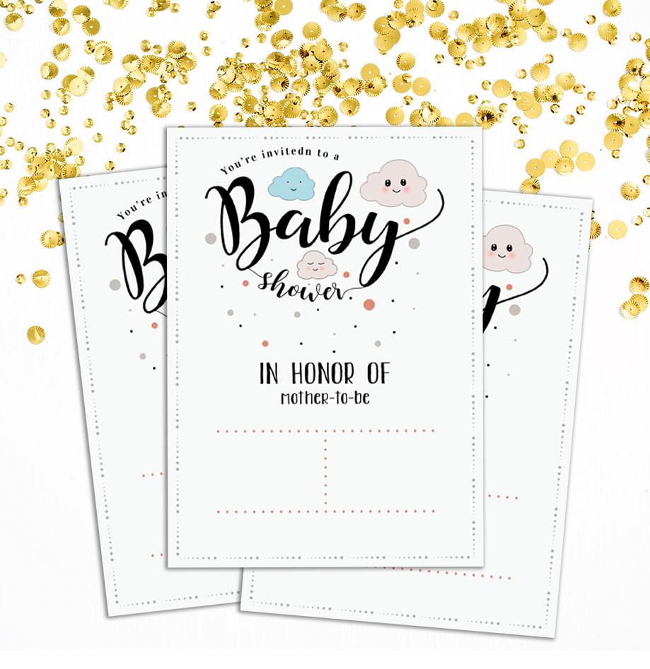 Convite para Chá de Bebê Darling Souvenir Cartão para Imprimir Preencher ou Escrever à Mão Convites em Branco Suprimentos para Festa Pacote com 28