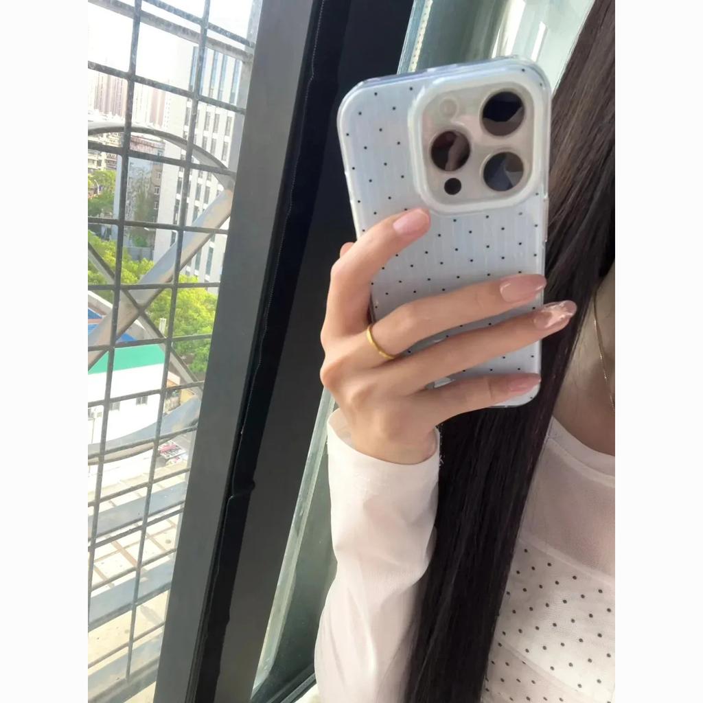 ins blue striped polka dot iPhone17promax mobile phone case is suitable for Apple 16promax white background imd case 15.