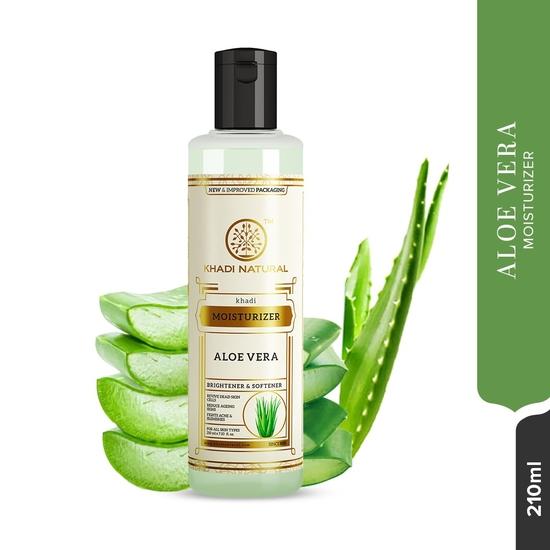 KHADI NATURAL Ayurvedic Aloevera Moisturiser Lotion| Long Lasting hydration|Nourishes Skin Deeply| Improves Elasticity| 210ml