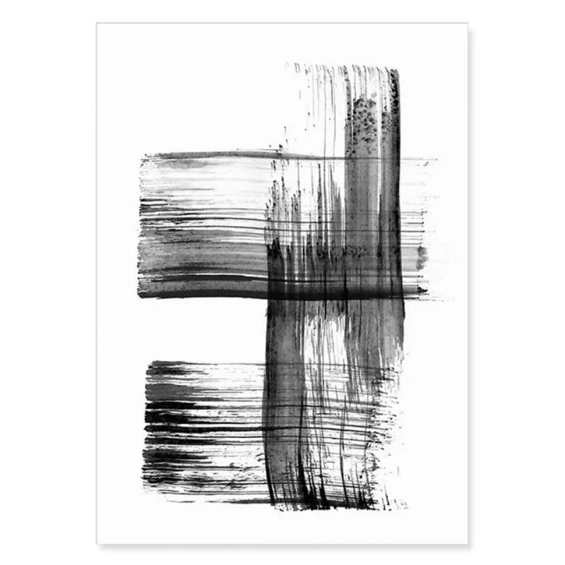 Abstrakte Pinselstriche, schwarze und weiße Tinte, Leinwanddruck, Gemälde, Poster, Wandkunst, Bilder für Wohnzimmer, Heimdekoration