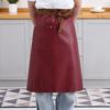 Faux Leather Half Apron for Men Women Waterproof Oil Resistant Cooking Apron with Adjustable Waist Strap Kitchen Fashion Accessory
