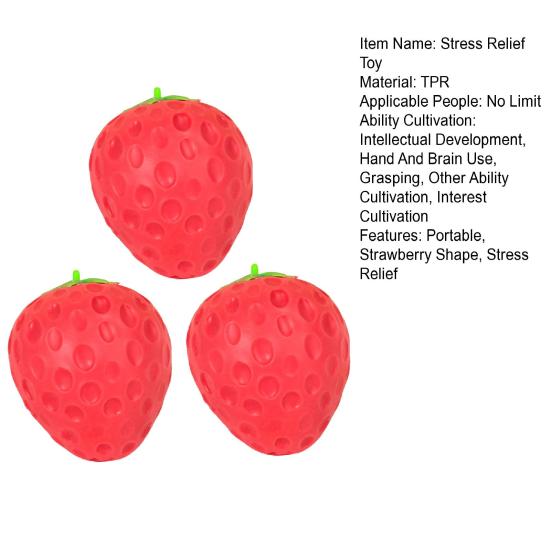 1/2/3Pcs Simulated Strawberry Squeeze Toy Stress Relief Fake Fruit Fidget Toy Anxiety Reduction Soft Stretchy Sensory Stress Ball