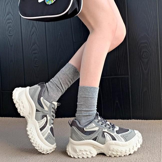2025 New Dad Shoes Women's Shoes Popular Spring and Autumn Super Fire Versatile Muffin Thick Sole Heightening Sports and Leisure Shoes