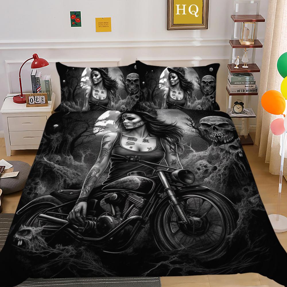 Beauty Skull Printed Home Textiles Twin Full Size Polyester Bed Clothes Teens Highend Soft Comforter Cover Sets