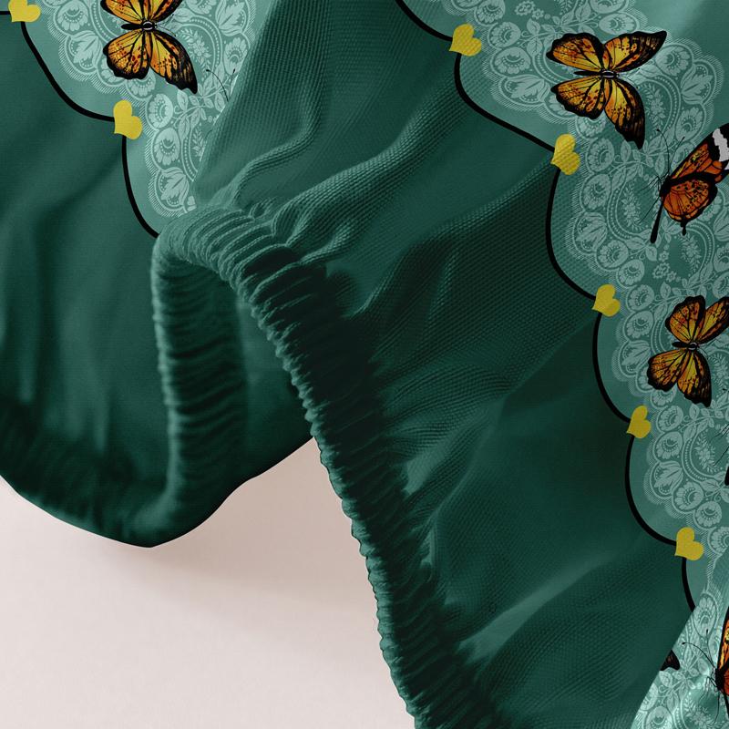 Simple 1 Modern Butterfly Printed Matte Fitted Sheet, Bedroom Printed Bed Cover, Bedding Excluding Pillowcases