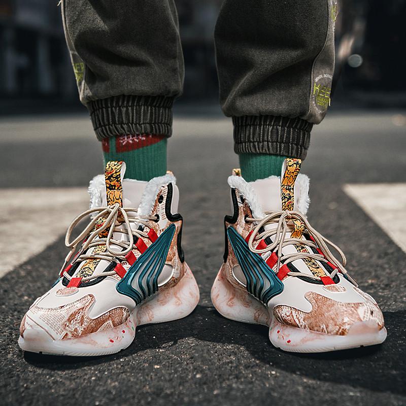 TUINANLE Chaussures décontractées pour hommes Baskets d'hiver Chaussures de sport d'extérieur à plateforme