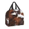 Westerse Cowboy Rodeo Paard Koeienhuid Koeienprint Lunchtas Herbruikbare Koeltas Thermisch Geïsoleerde Lunchbox voor Vrouwen School Werk Picknick