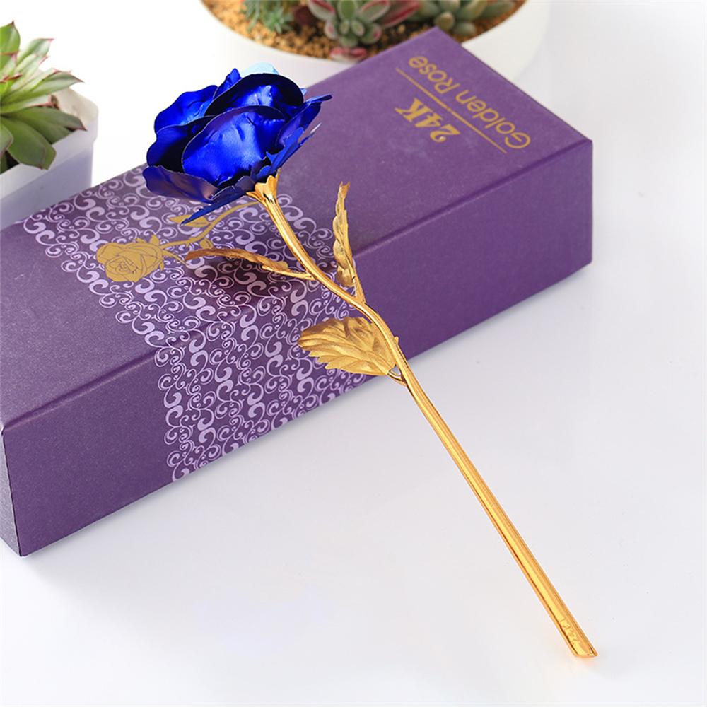 24K Gold Foil Rose Flower Creative Gift Emulated Flower Valentine's Day Gift Single Gold-plated Rose Bouquet Box Home Decro