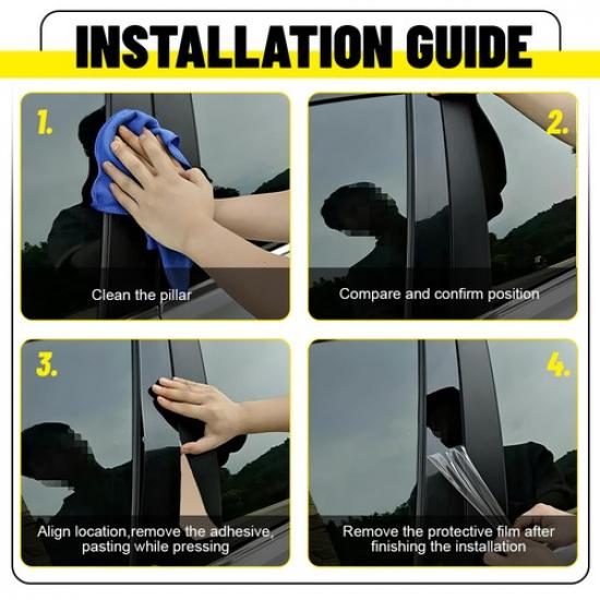 6X Post Black Pillar Door Window Fit Cover 2011- Volkswagen Passat