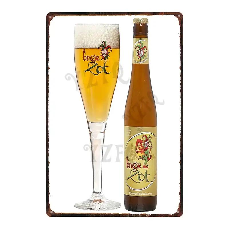Belgian Beer VintageBrugse Zot La Trappe Metal Tin Sign Plates For Wall Bar Pub Art Kitchen Coffee Home Decor 30X20CM DU-8282A