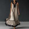 Women's Summer Halter Maxi Dress Ruffle Trim Sleeveless Flowy Long Dress Casual Beach Vacation Sundress