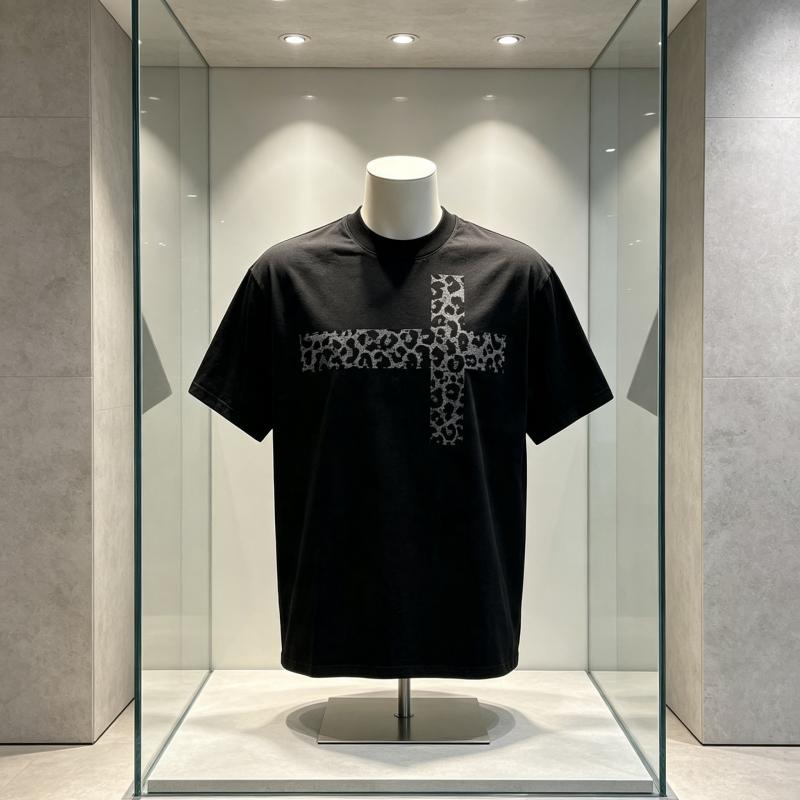 Cotton Short Sleeve Tshirt for Unisex and Unisex European and American Style Retro Design Sense Short Sleeve Print All Match Top