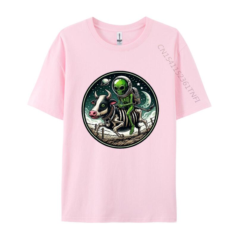 Space Alien Skeleton Riding A Zombie Cow TShirt Print Fashion Tee Shirt 3xl 100 Cotton Funny Male Tshirt