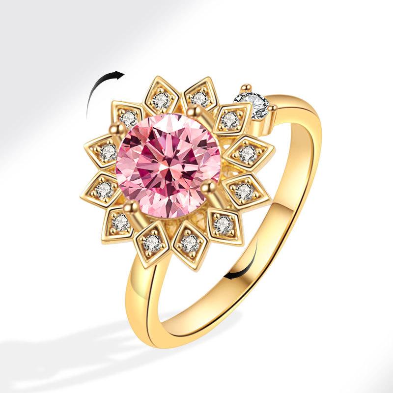 VENTFILLE 925 Sterling Silber Sonnenblume Diamant Zirkon Drehbarer Ring Für Frauen Geschenk Stressabbau Ring Schmuck Großhandel