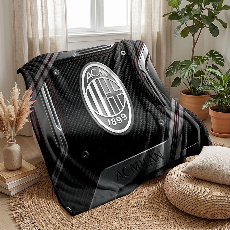 AC Milan Theme Blanket Soft Flannel Blanket Plush Throw Blanket Cozy Sofa Bed Blanket for Home Decor
