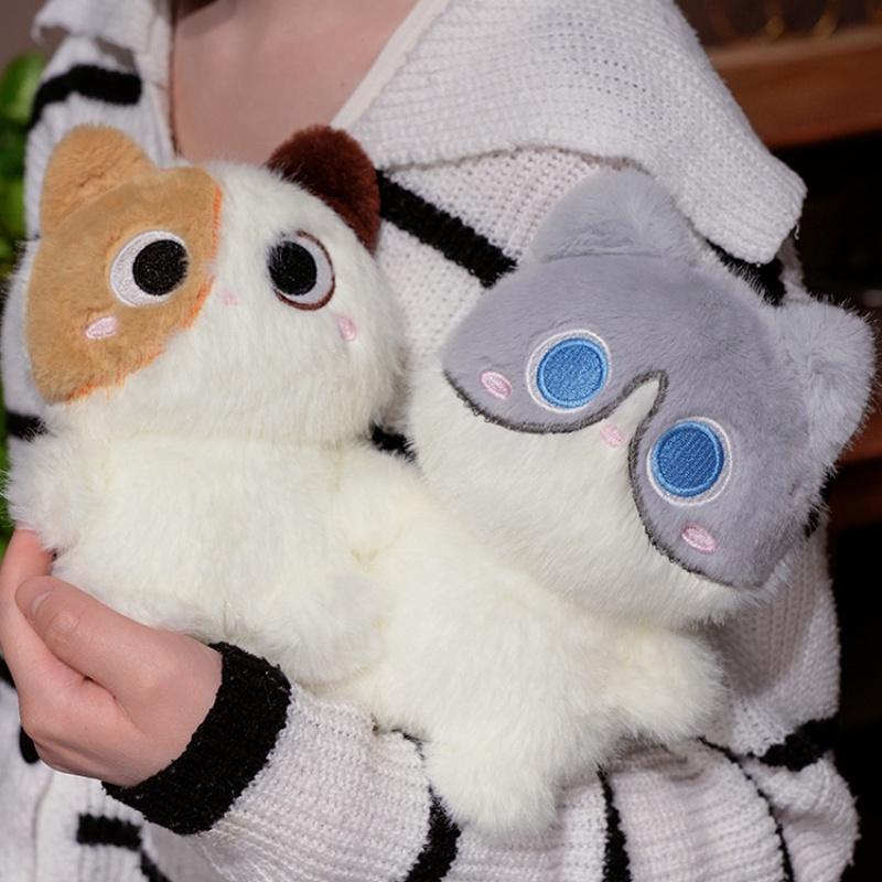 Petit Chat Super Mignon Poupée en Peluche Kawaii Animal en Peluche Chat Noir Coussin Peluche Jouets Cadeau d'Anniversaire Noël pour Enfants