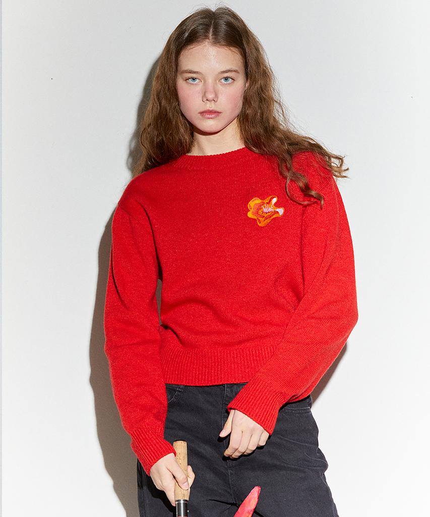 MIMICAWE 3D Poppy Lambswool Pullover/Red