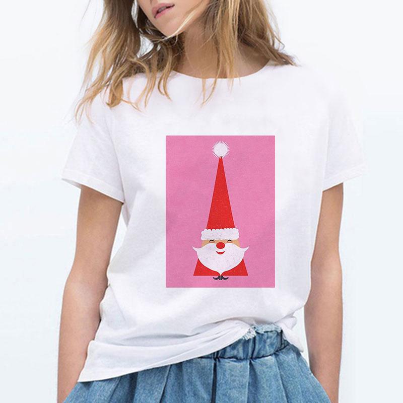 Kpop Kleidung Damen T-Shirt Weihnachtsdruck Damen T-Shirt Harajuku Lustig Streetwear Lässig Kurzarm