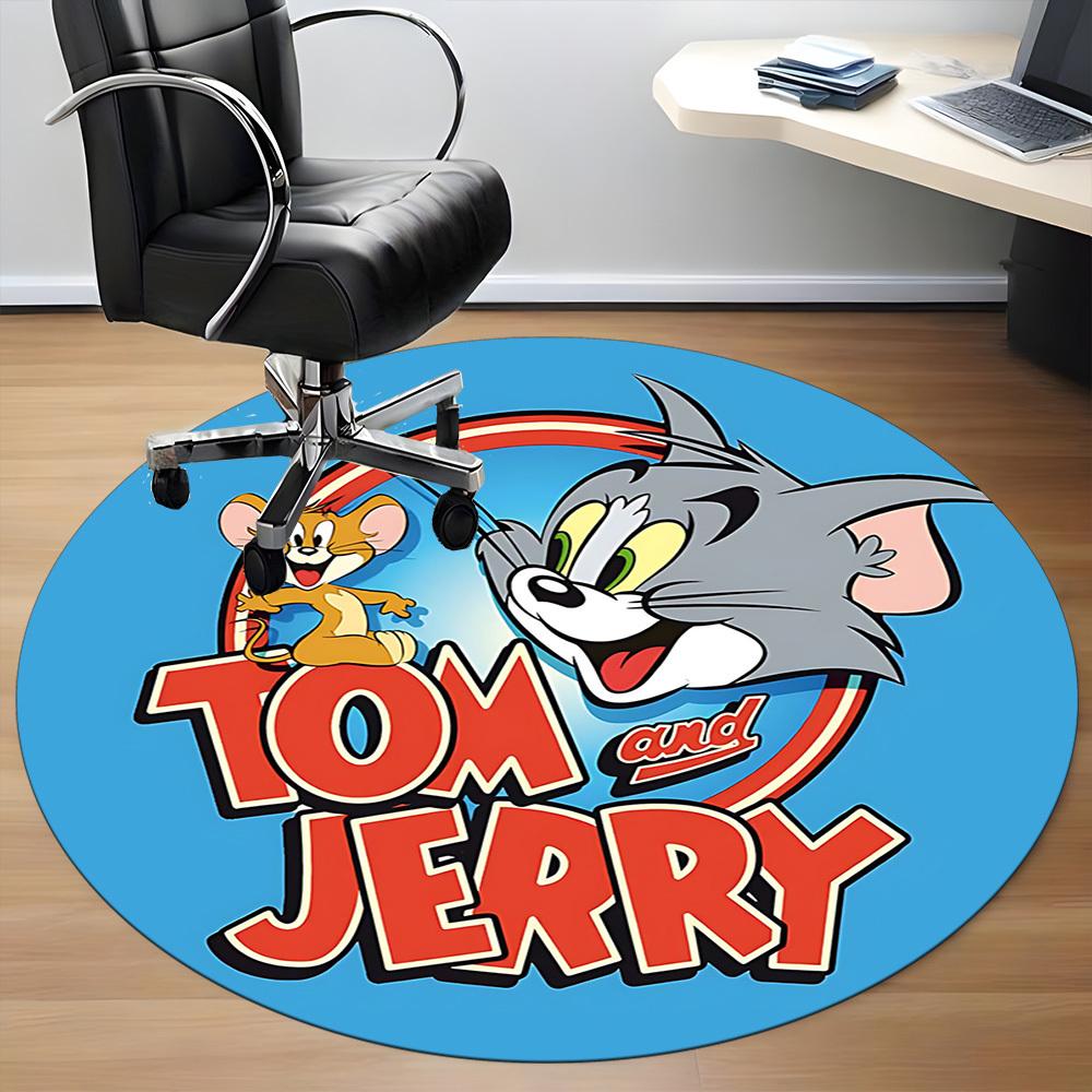 1 Stück Tom und Jerry Büro Runder Teppich, Unter Bürostühlen Schlafzimmer Wohnzimmer Heimdekoration, Raumdeko, In Verschiedenen Größen Erhältlich
