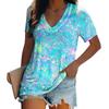 Luxe T-shirts voor dames 3D-print Korte mouw V-hals Tops Tees Zomer Casual Gradiënt T-shirt Dames Oversized Dameskleding