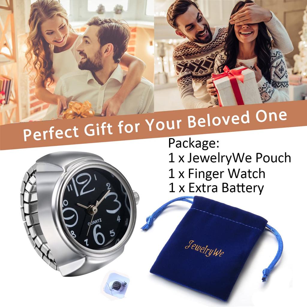 Watch Ring Stainless Steel Link Popular Waterproof Free Size Analog Quartz Business Casual Fashion Accessory Birthday Christmas Present