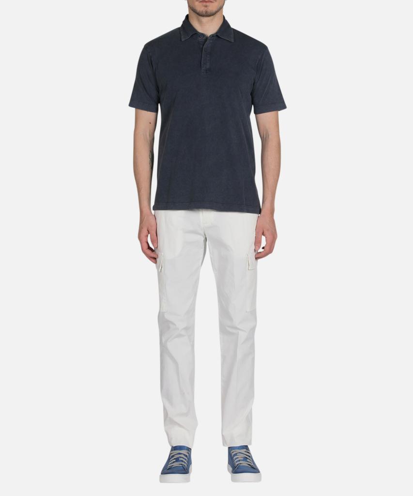 PANICALE Blue Vintage Dyed Short Sleeve Polo Shirt