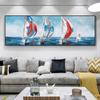Abstract Colorful Sailing Boat Oil Painting On Canvas Painting Poster and Print Wall Art Pictures for Living Room No Frame