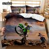 Motorbike Duvet Cover, Motocross Rider Teens Racing Motorcycle Dirt Bike Motorbike Vehicles Extreme Sports Quilt Cover