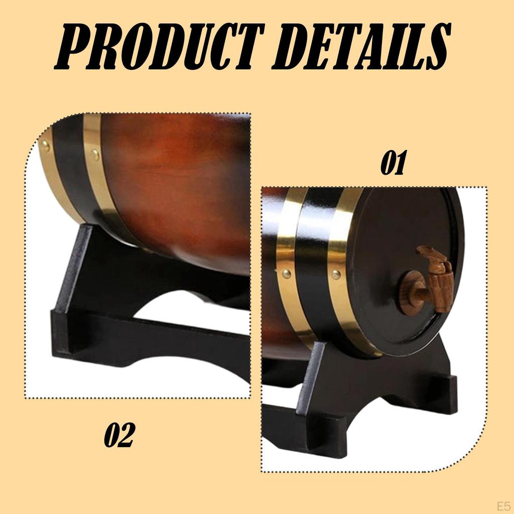 Keg Bucket Container and Faucet Wine Storage Barrel for Port Red Brown