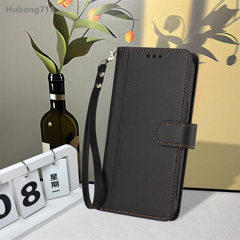 For Realme 13 14 14T 14X 15 15T Pro Plus 5G Flip Wallet Case Leather Cover With Card Slot Silicone Hand Strap Wireless Charging