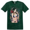 Anime Waifu Bikini T Shirt w/ Floral Ribbon Fantasy Art Graphic Sparkle Cute Tee