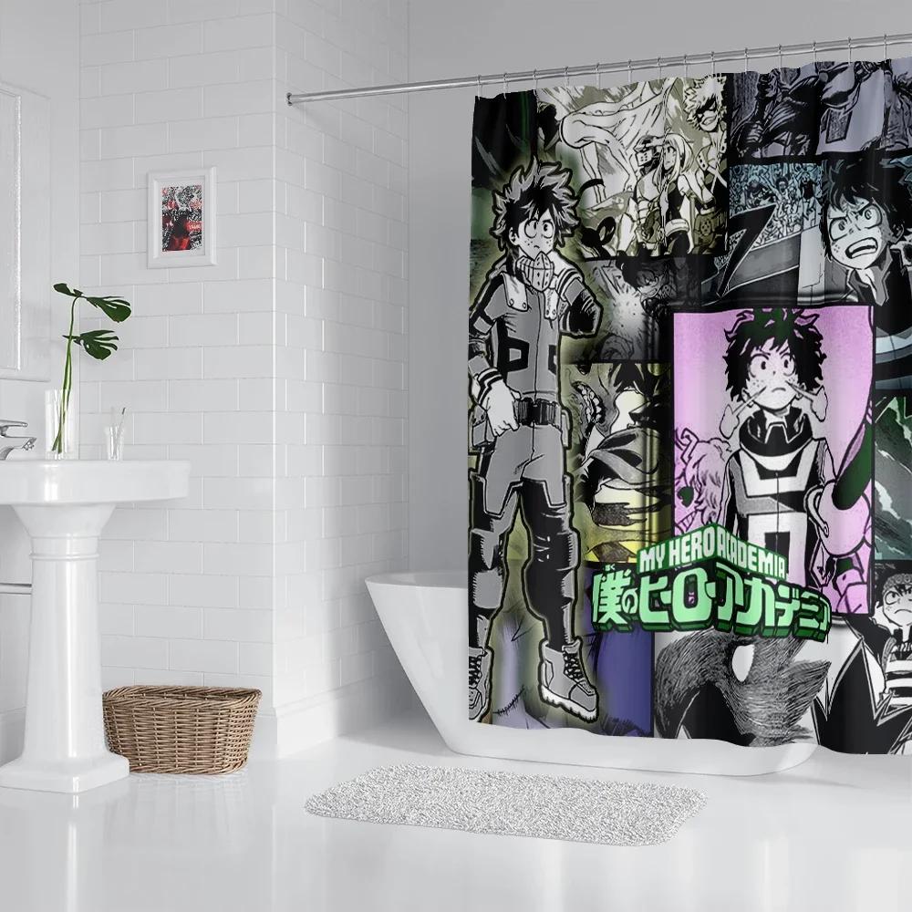 Anime Badezimmer Duschvorhang Mit Haken, Dekorativer Badezimmer Vorhang Und Zubehör Anime Vorhang Deko