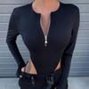 Summer Cross Border Women's Long Sleeve Slim Fit Bodysuit Sexy Spicy Girl Personalized Zipper Top