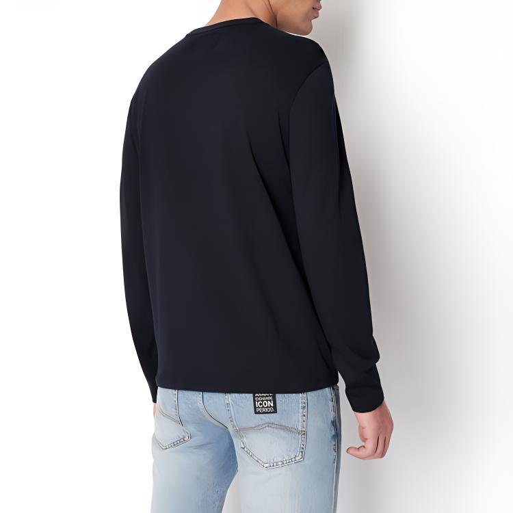 Armani Exchange Logo Letter Round Neck Casual Long Sleeve T-Shirt Men Tops Dark-Blue 8NZTPL-ZJH4Z-1510