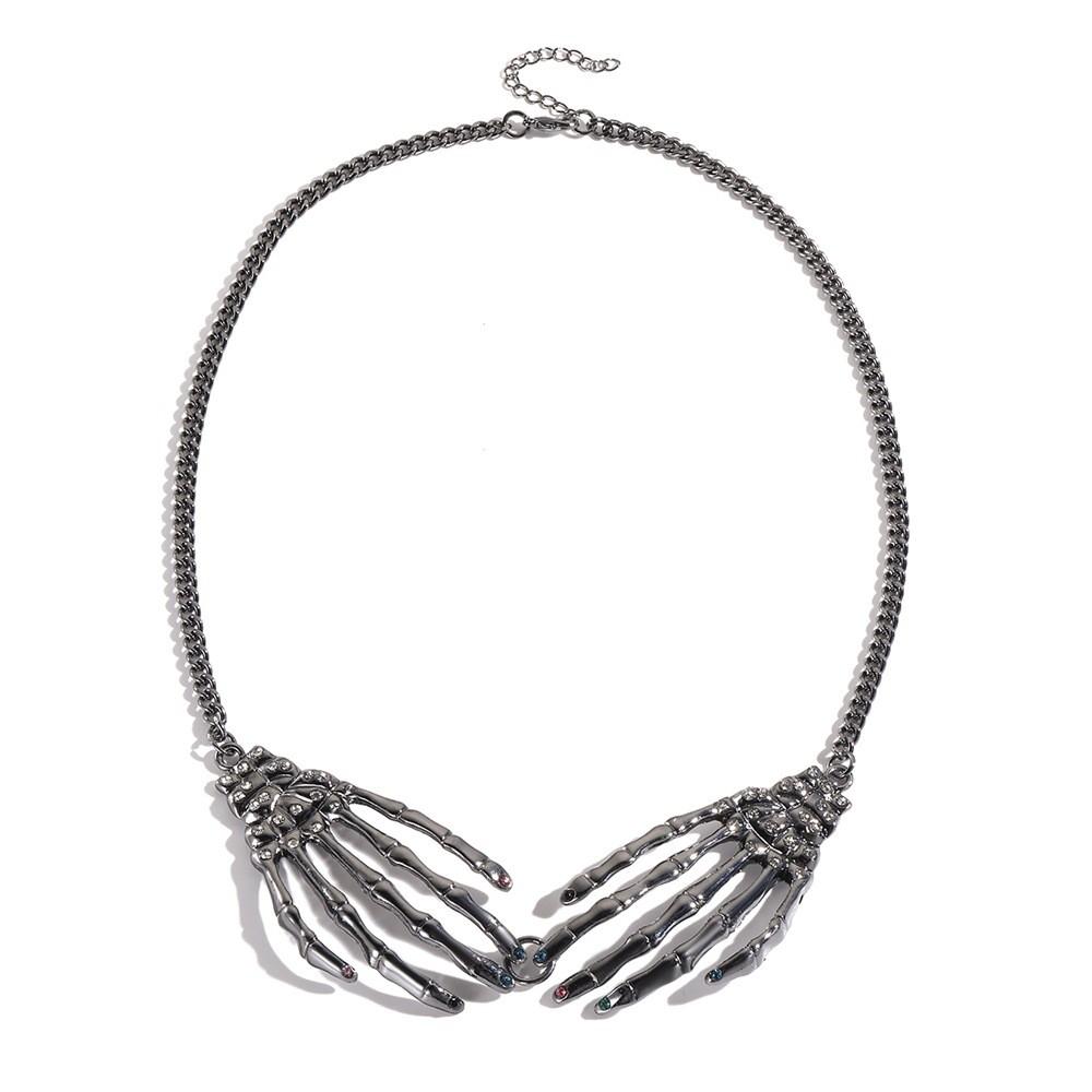 Halloween Skelett Halskette mit Wasserwellen-Kette für Damen Halloween Schmuck
