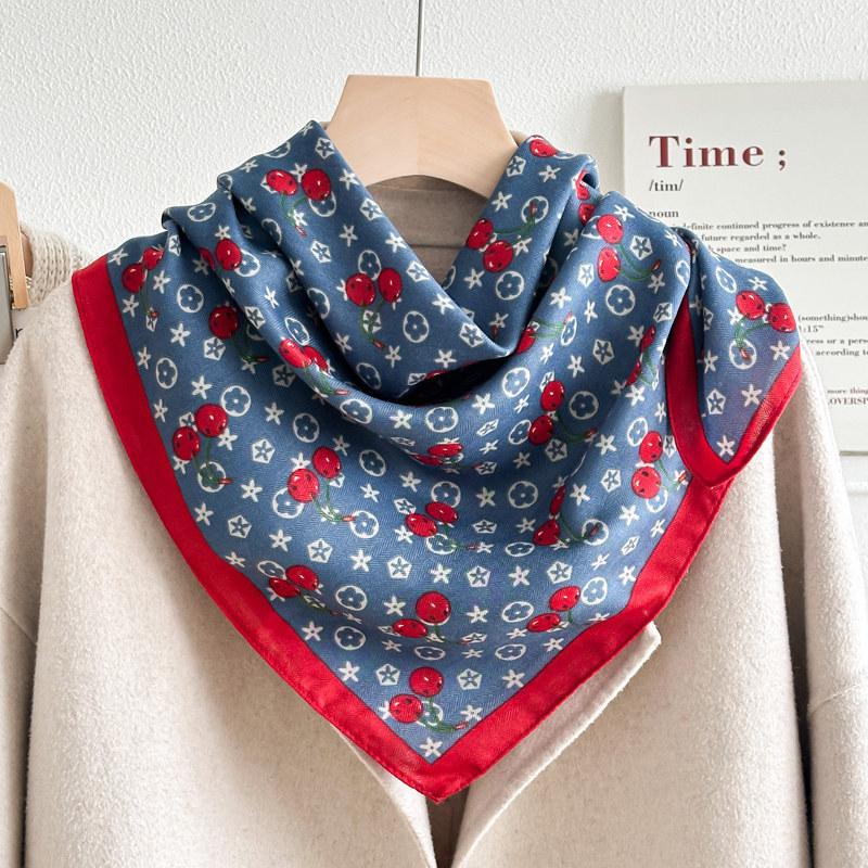 Chinese Style Soviet Style Garden Silk Scarf 71 Imitation Silk Small Square Scarf Women's Spring and Autumn Middle and Ancient Style Headscarf Neck