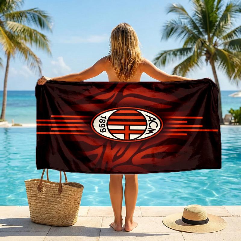 Serviette de plage AC Milan Microfibre douce Serviette d'été Séchage rapide Absorbante pour Plage Piscine Voyage