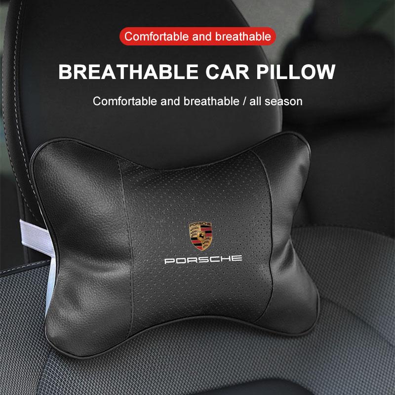Fashion Car Seat Headrest Auto Logo Neck Pillow Car Accessories For Porsche 911 918 928 944 968 Boxster Carrera-GT Cayenne Macan Panamera