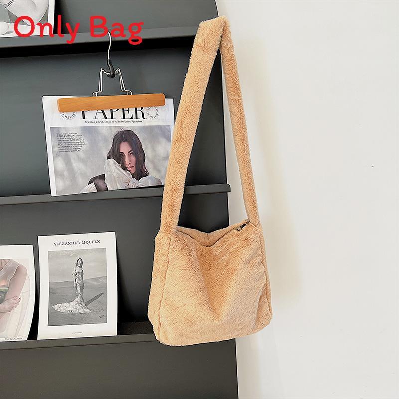 Sac cabas pour femme en peluche douce, décontracté, pour un usage quotidien, avec fermeture éclair