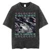 Amare Box No Thoughts Head Empty Japanese T-shirt Funny Capybara Vintage Washed T Shirt Men Women Casual Loose Short Sleeve Tees